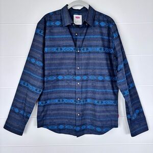 Levi's Blue Striped Casual Button Down Shirt Men's Lightweight Size Small